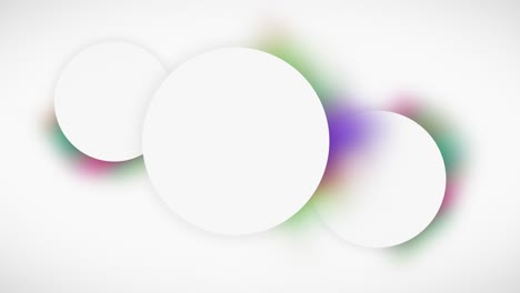 three overlapping white circles, each having its rotating slice of a vibrant halo around it, creating a serene looping background animation