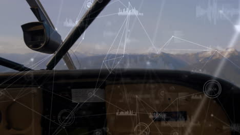 animación de la red de conexiones sobre el avión