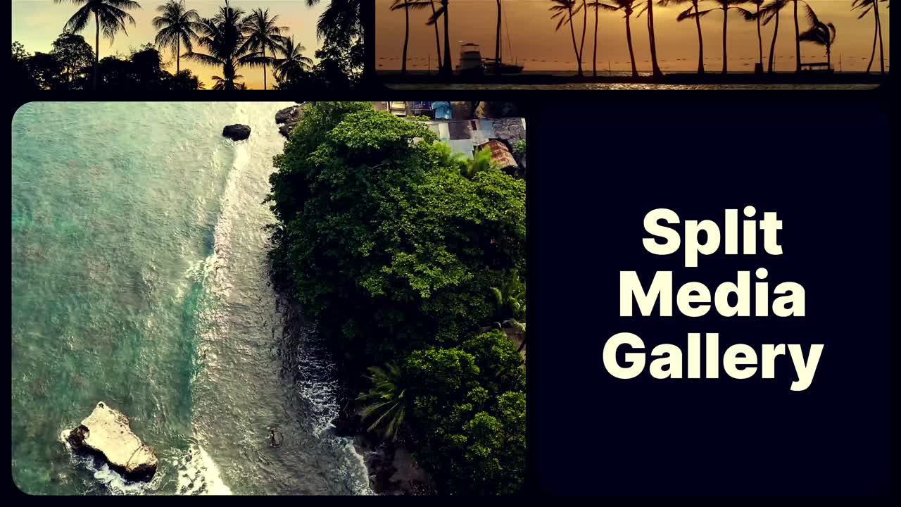 Dynamic multiscreen slideshow with animated panels for photos & video highlights