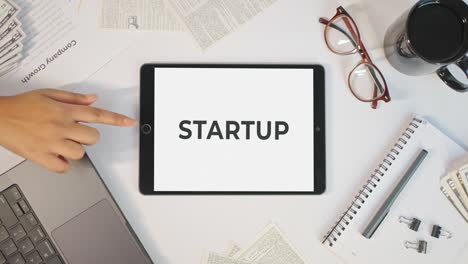 startup displaying on a tablet screen