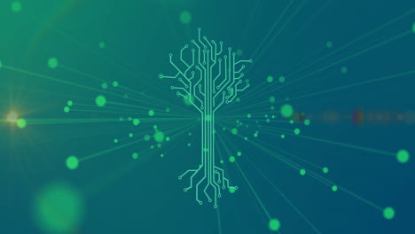 Animation of network of connections with tree over blue background