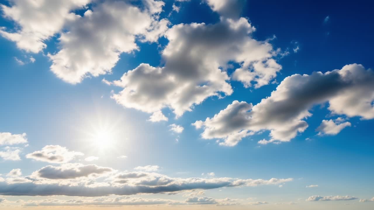 A Stunning Transition of Clouds Captured Over a Clear Blue Sky, Highlighting the Radiant Sun and the Beautiful Play of Light and Shadows