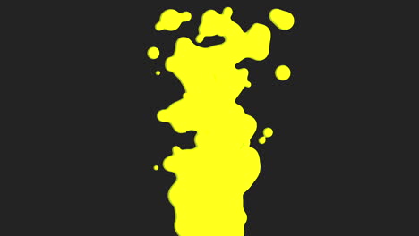 Abstract-flowing-yellow-liquid-and-splashes-spots-on-black-gradient