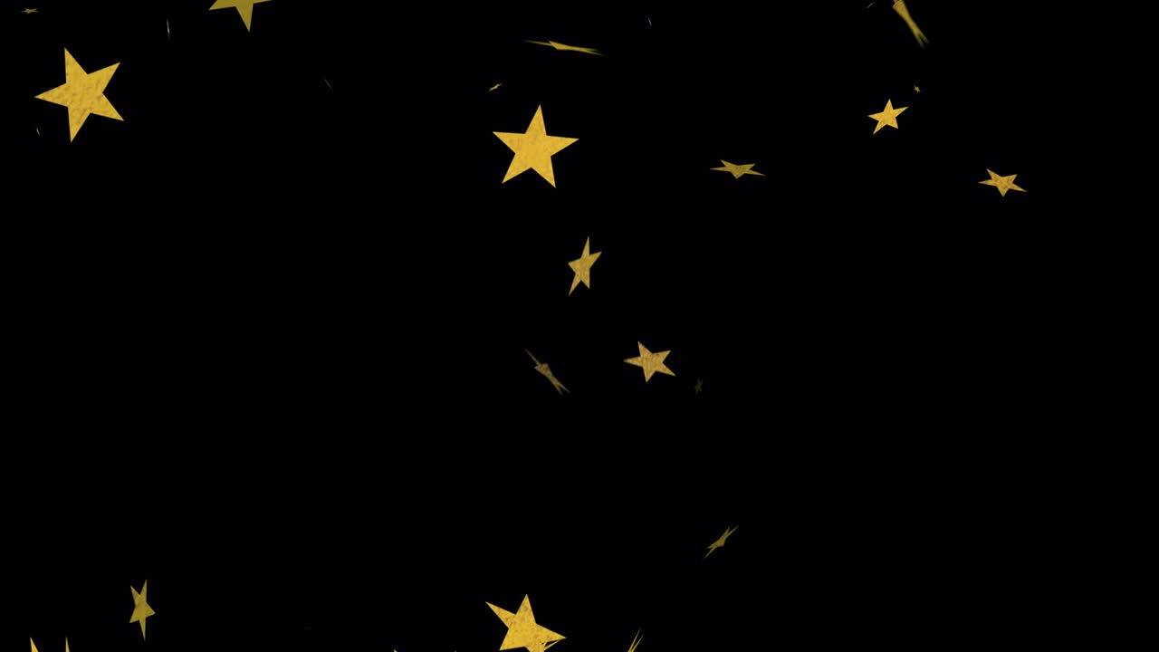 Floating golden stars starting wireframe brain appearing center pulsing showing neural activity