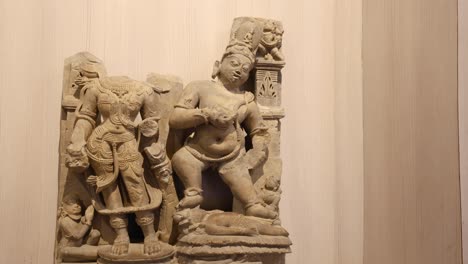 ruined stone statues structure from ancient times at indoor