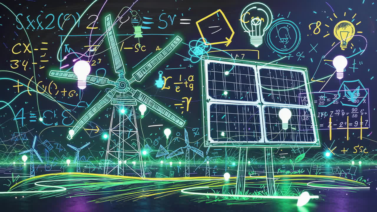 Conceptual Illustration of Renewable Energy and Scientific Principles