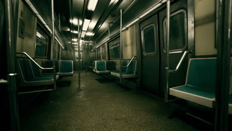 empty metal subway train in urban chicago