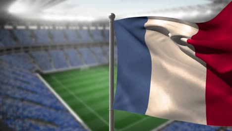 animation of flag of france over stadium