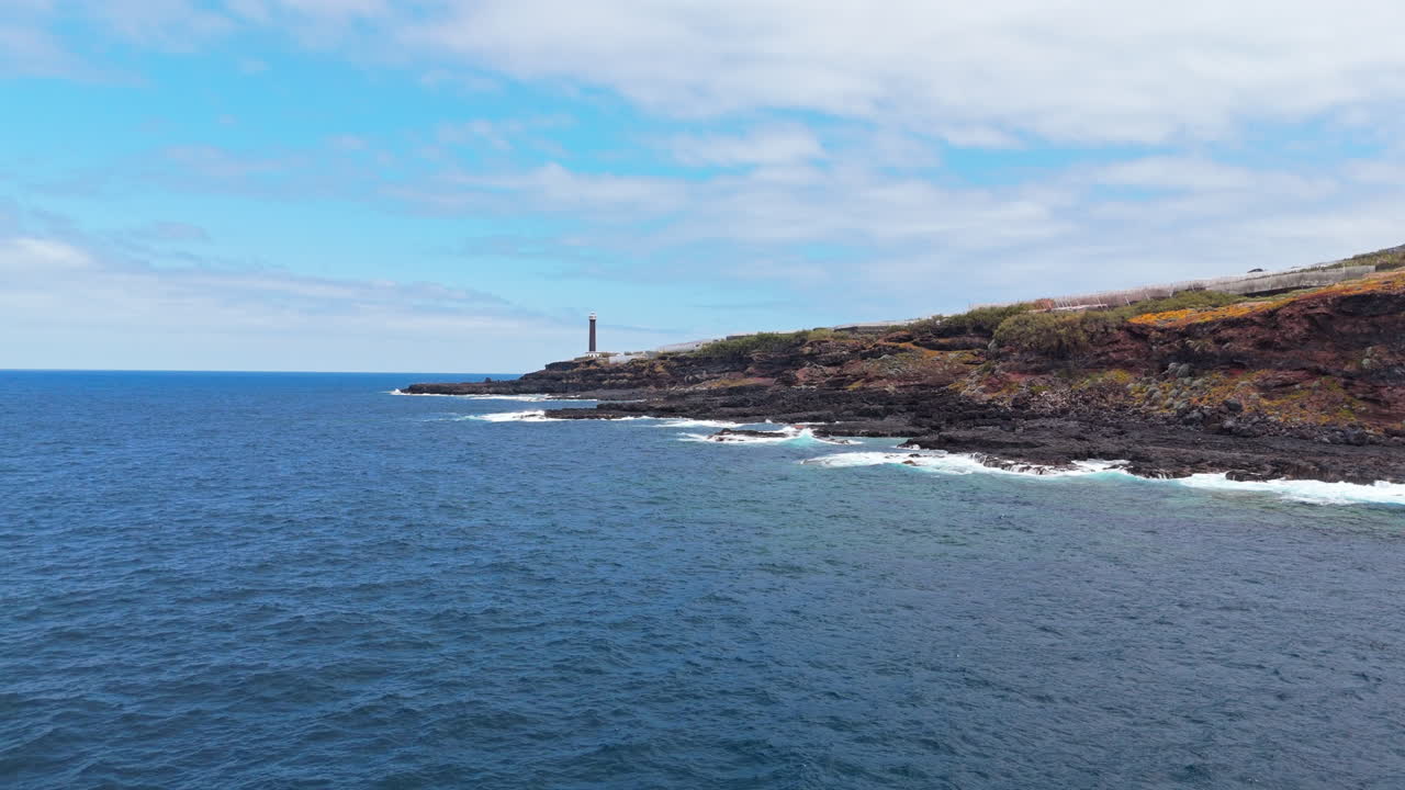 Coastal view of Garachico in Tenerife with waves and rugged cliffs