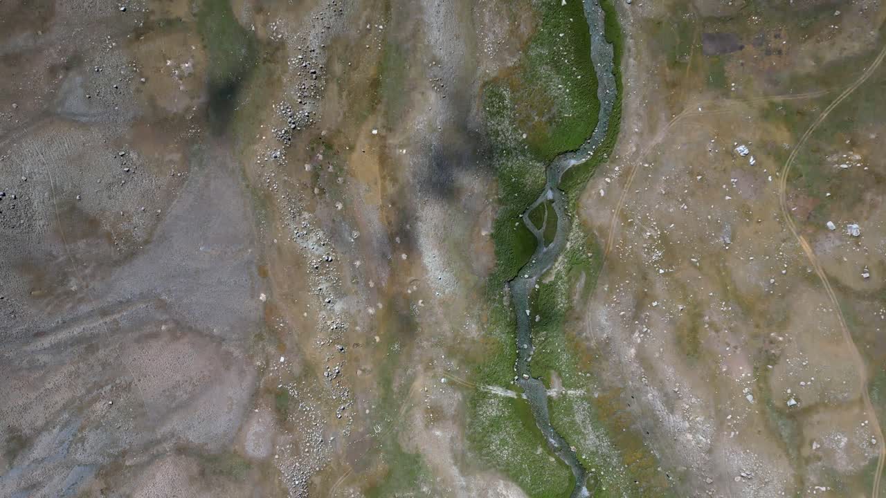 Aerial View of a River and Arid Landscape
