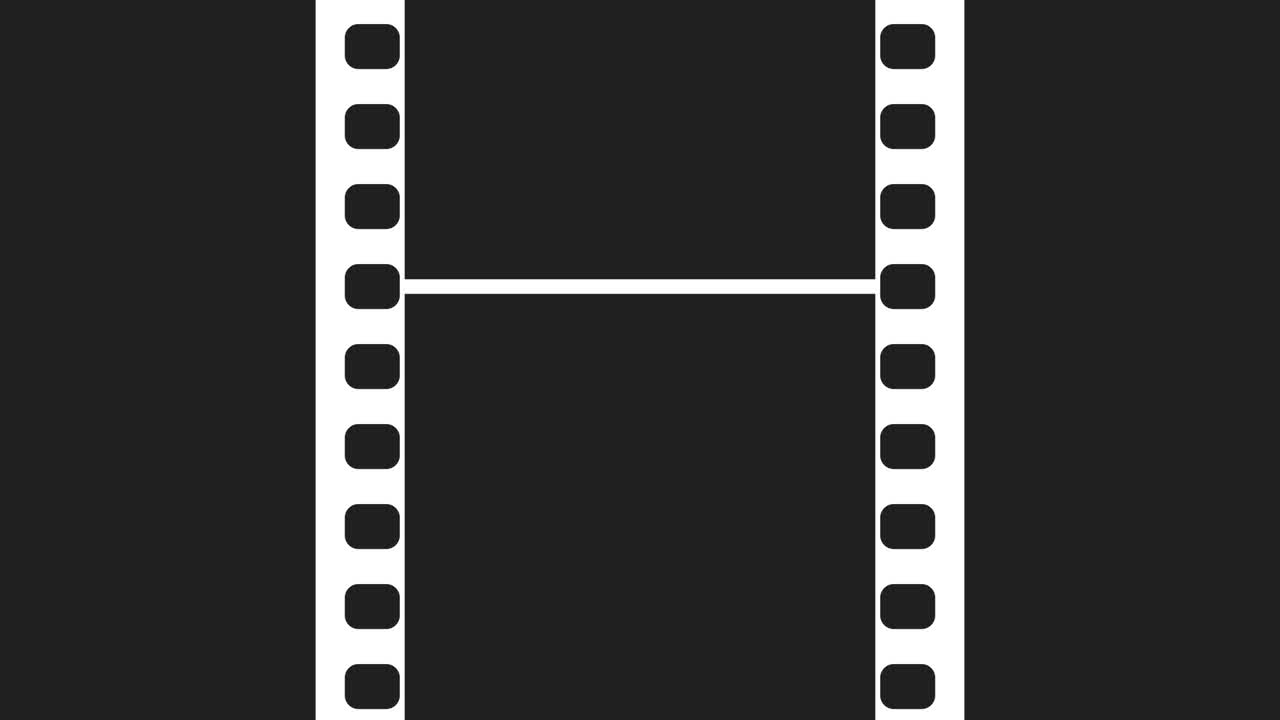 검은 바탕에서 움직이는 35mm 필름 스트립: 단단한 검은 스크린에서 원활한 루프 가능한 비디오 영상.