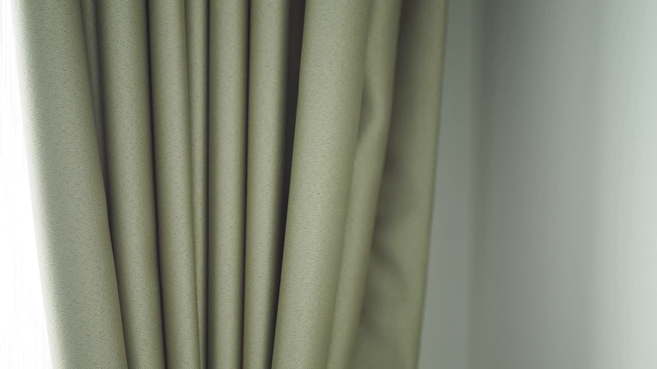 초록색 커튼의 클로즈업