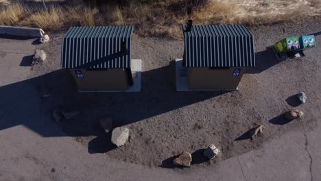 recreation site public outhouses pit stop on the side of the road