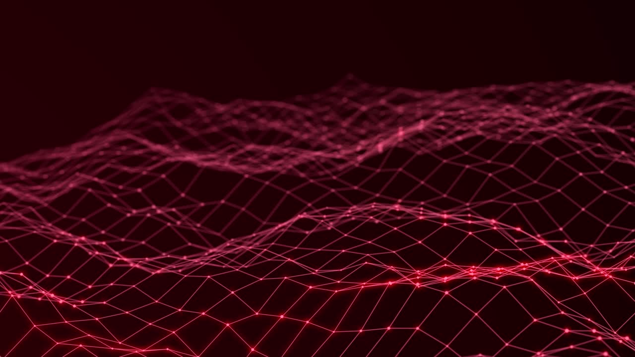 fondo digital. onda abstracta con puntos y líneas conectados. estructura de conexión de red. renderización 3d. bucle sin costuras. 4k