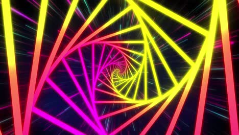 Animation-Der-Neonspirale-Und-Datenverarbeitung-Auf-Dunklem-Hintergrund