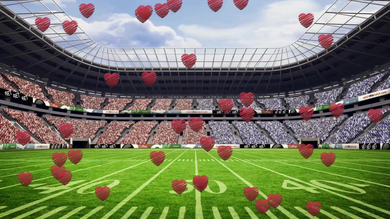 Efter et hjerte vises på banen, opstår og svæver hjerter over stadion, hvilket visualiserer fansenes støtte.