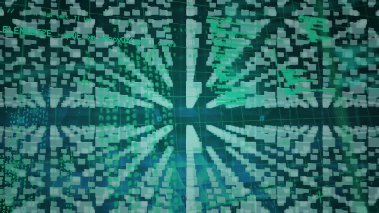 검은색 배경의 데이터 처리에 대한  ⁇ 락 아이콘의 애니메이션