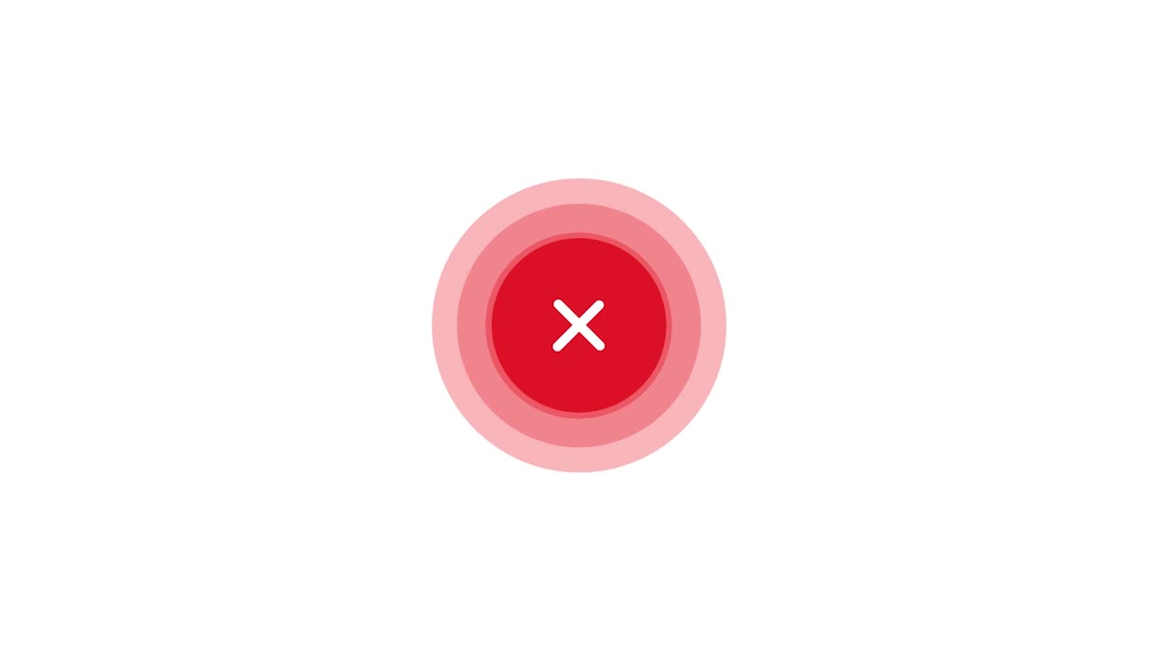 Cross or cancel icon on white background. 4K animation.