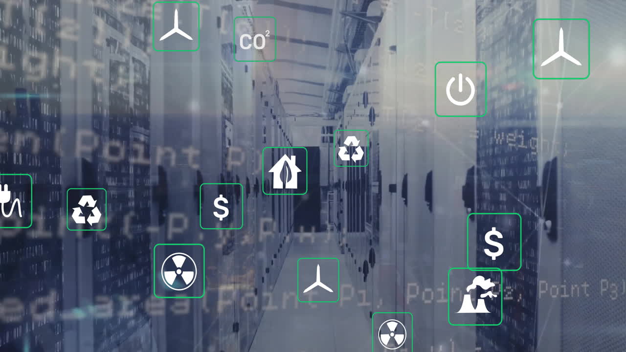 에코 아이콘의 애니메이션 및 컴퓨터 서버를 통해 데이터 처리