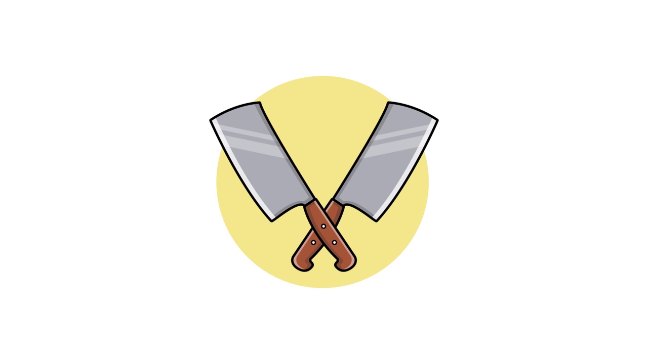 Animated Illustration of Two Crossed Meat Cleavers