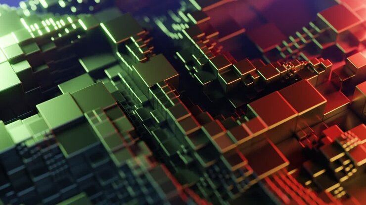 Fundo abstrato com cubos ondulantes em movimento