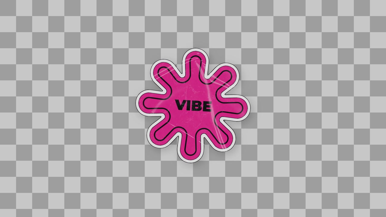 Glansigt rosa "Vibe" stänk-klistermärke