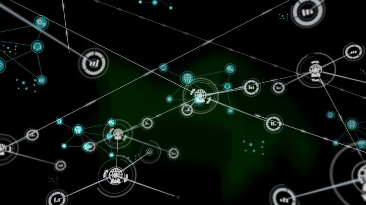 Animation of network of connections on black background