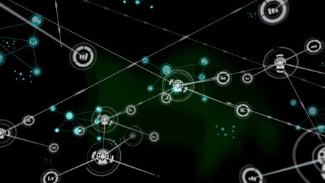 animación de la red de conexiones sobre fondo negro