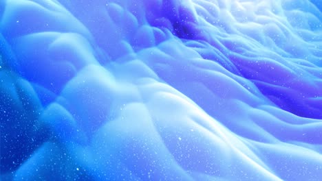 abstract waves of soft blue matte material with light inner glow and glitters on morphing surface. abstract geometric surface like landscape or terrain, extrude or displace 3d noise. loop 4k