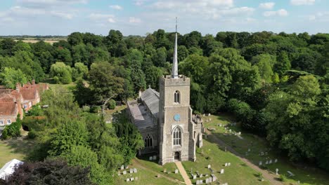 st andrews church much hadam hertfordshire england panning aerial view