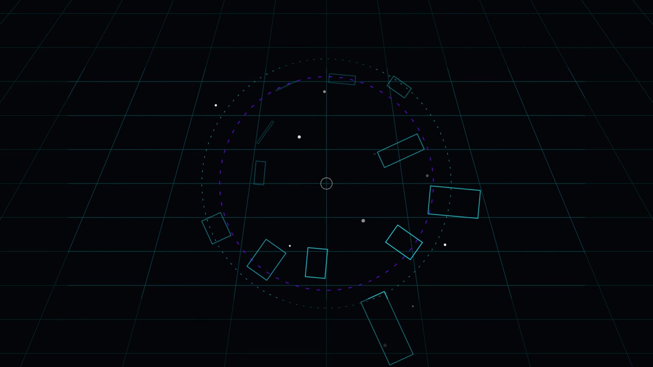 Abstract Digital HUD Interface with Rotating Geometric Elements