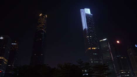 night time guangzhou city downtown famous buildings panorama 4k china