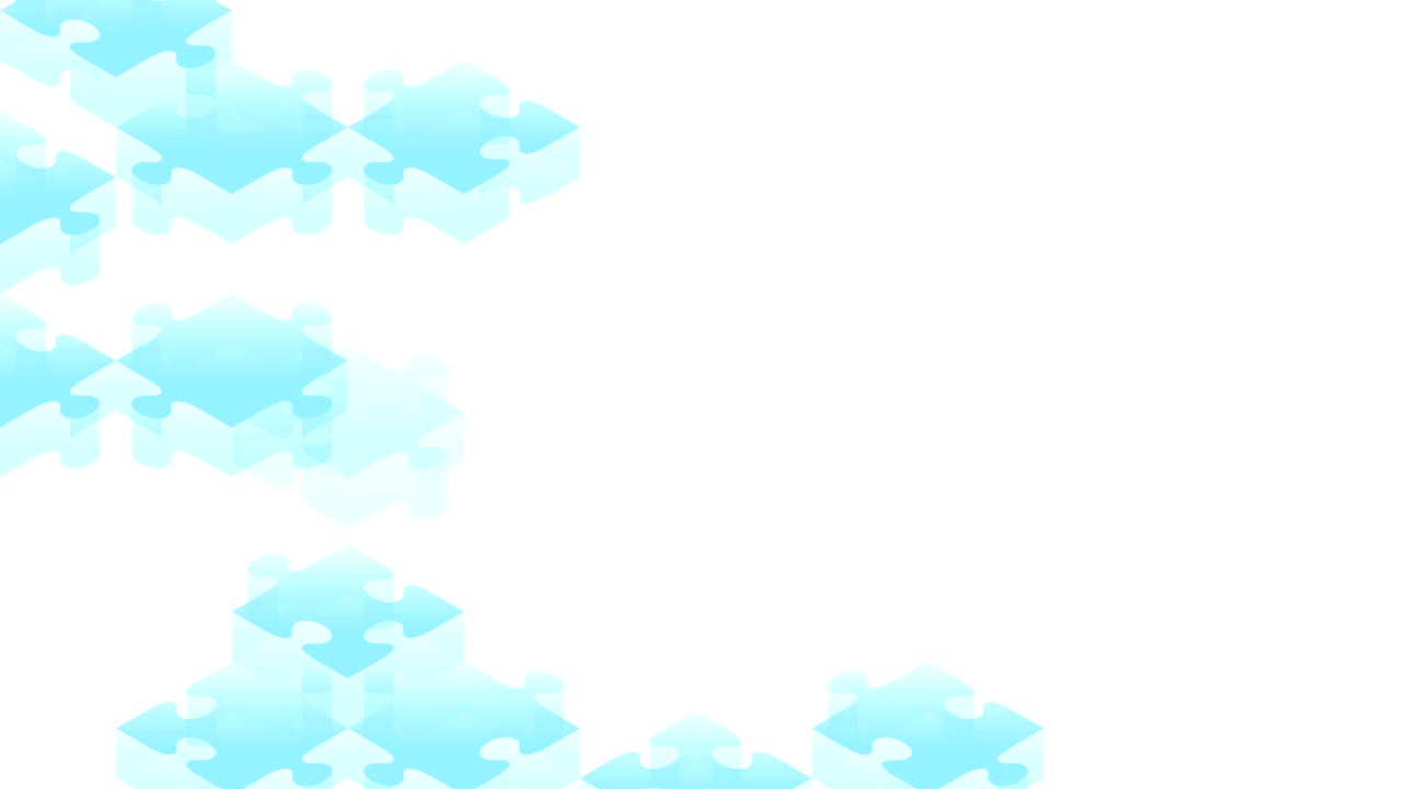 rompecabezas 3d isométrico ensamblaje virtual movimiento ilustración de color azul en fondo blanco, animación de bucle sin costuras 4k con espacio de copia