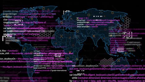animation of markers and data processing over world map