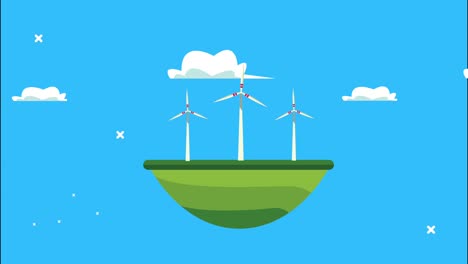 lets save the world animation with wind turbines energy