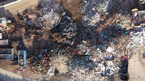 Scrap-yard-landfill-recycling-aerial-top-shot-sunny-day-Montpellier-France