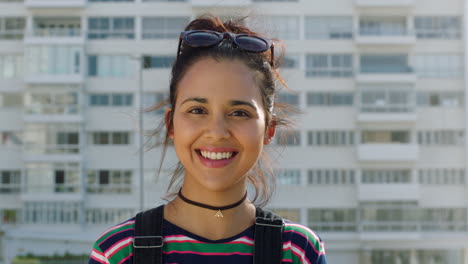 Portrait-of-confident-fashionable-woman-showing