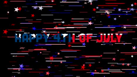 independence day text against colorful lines and stars in background