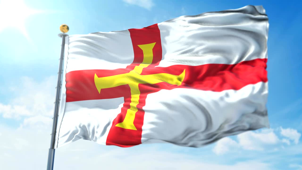 guernsey 발의 3d 렌더링 영상, 아름다운 섬유 직물 줄이 흔들리고 있습니다.