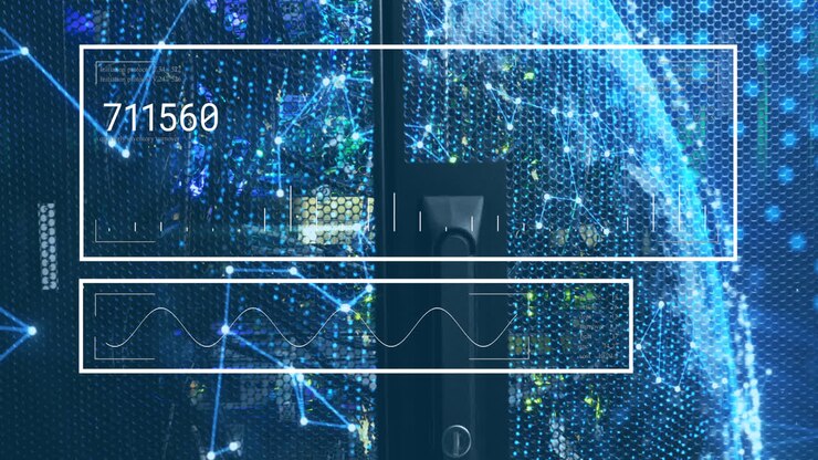 Animation of data processing over server room