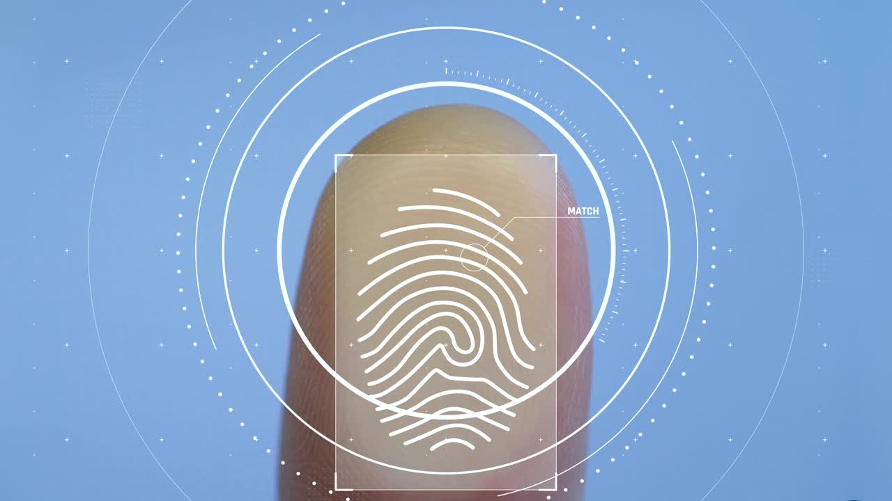 Fingerprint scan, biometrics, identity check, authorization, positive match