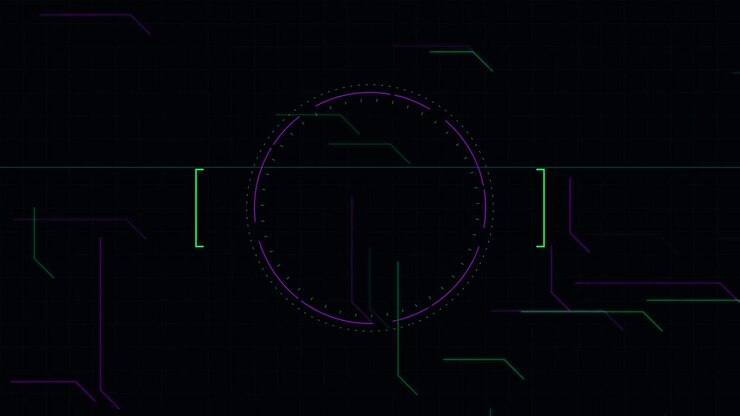Futuristic Digital HUD Interface with Rotating Circular Elements
