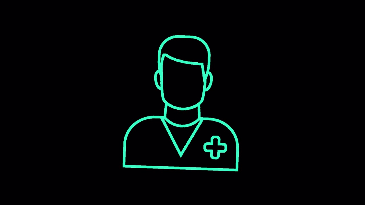 Icona Animata Line Art di un Medico con Croce Medica