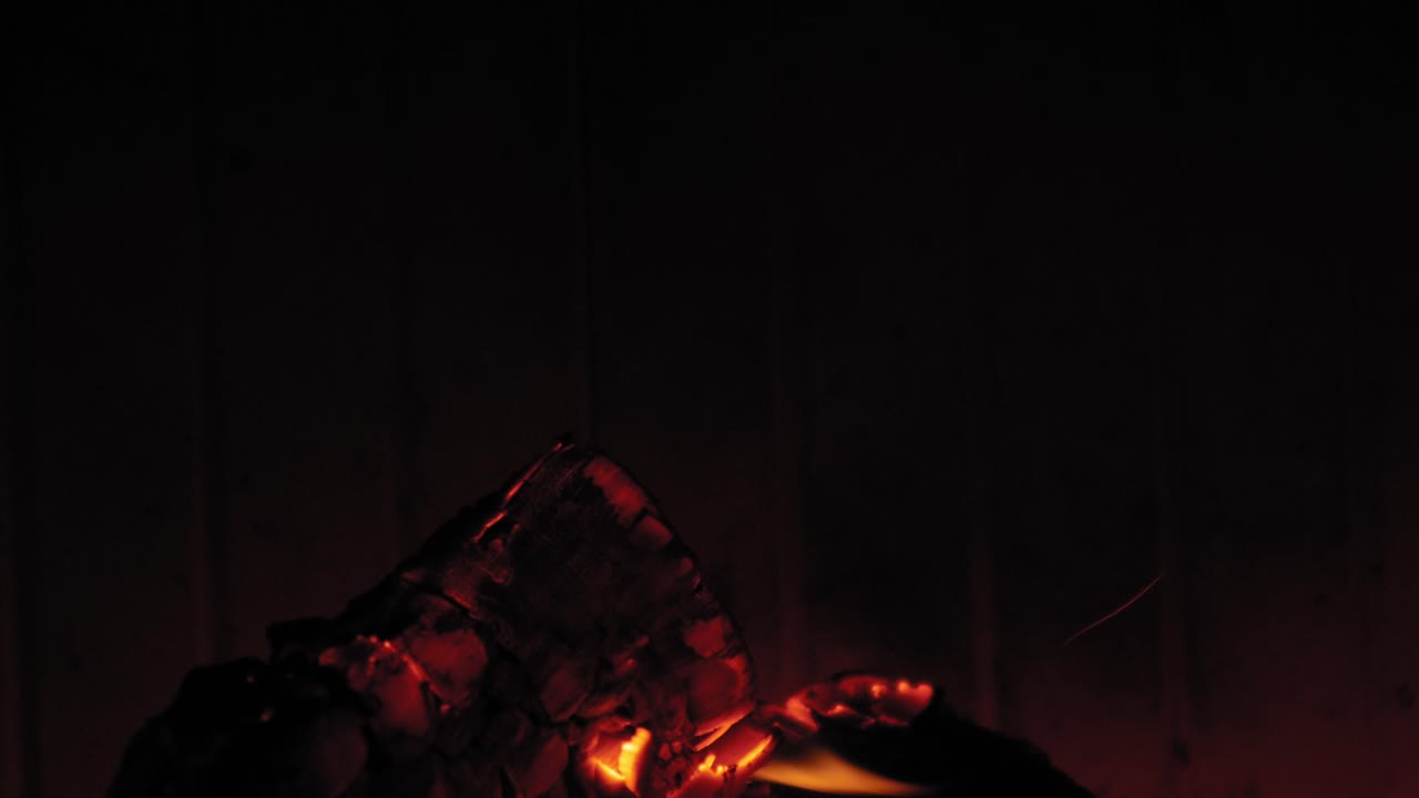 나무 통나무에 있는 벽난로에서 타는 불꽃