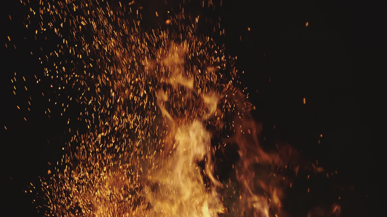 Close-up of Fiery Flames and Sparks