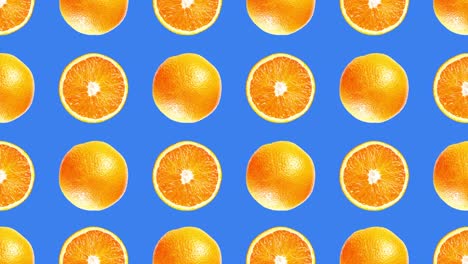 elegante patrón de jugosas frutas de naranja sobre un fondo azul