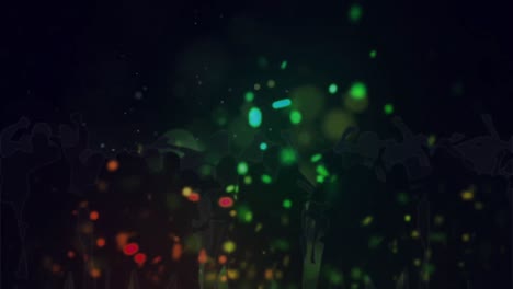 animación de puntos coloridos de luz sobre la multitud bailando