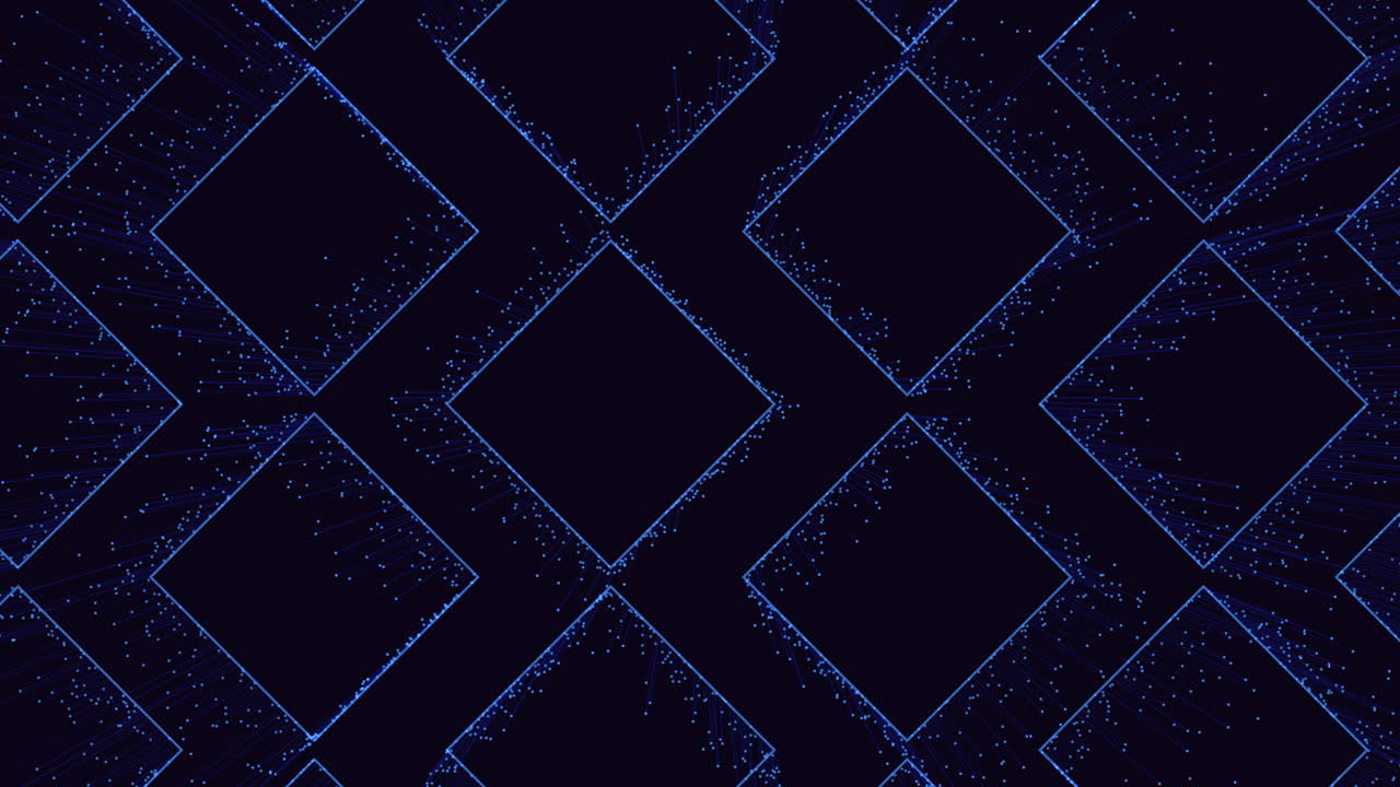 Dynamic blue diamond pattern on black background