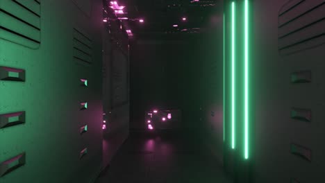 neon lit futuristic corridor