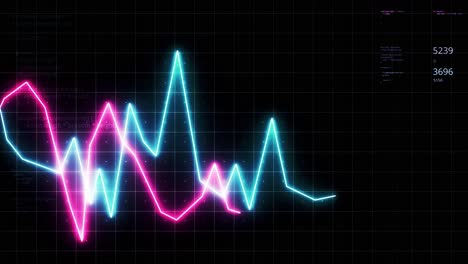 neon line graph on a black background